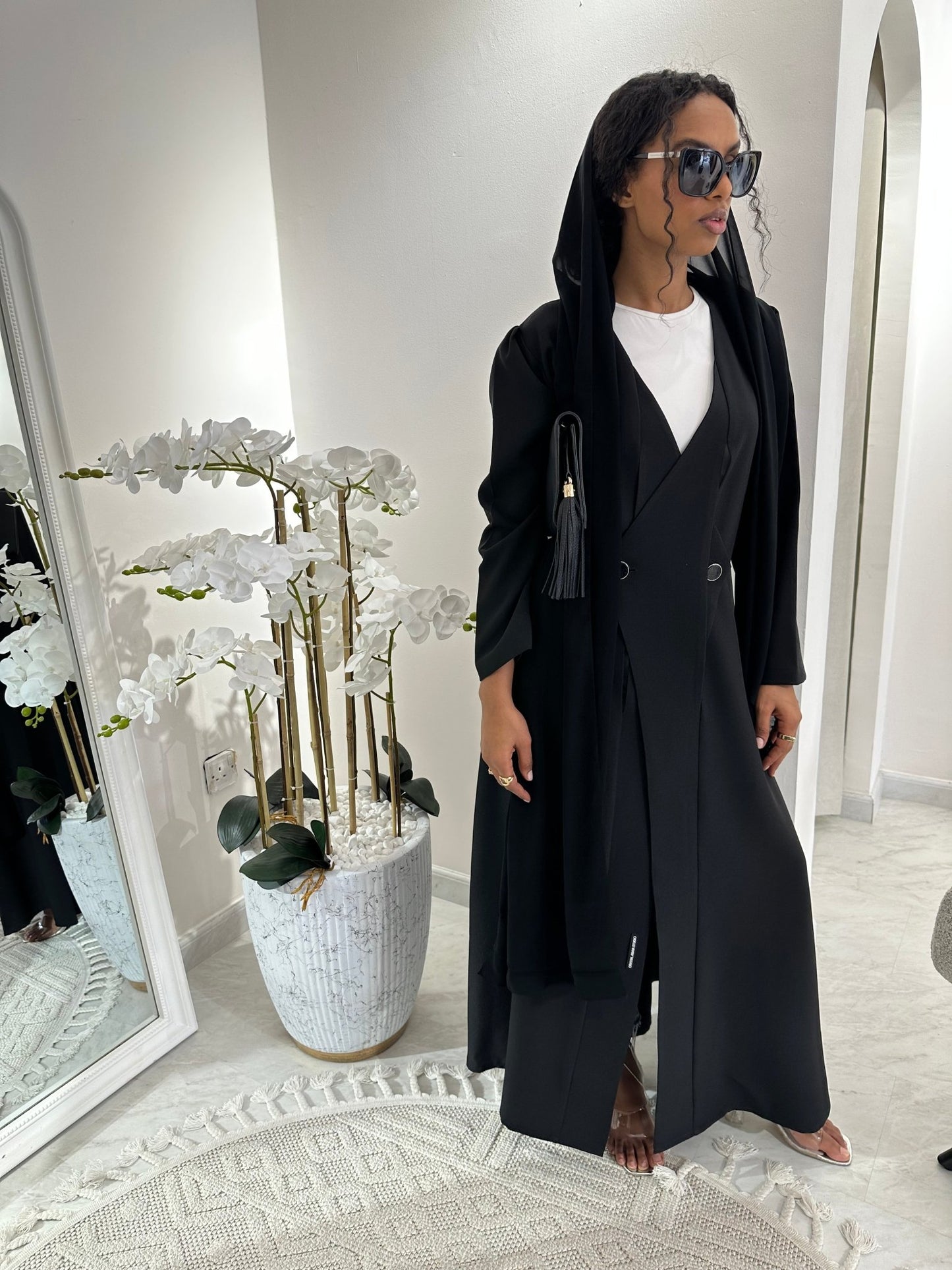 C RTW Black Overlap Classic Work Coat Abaya