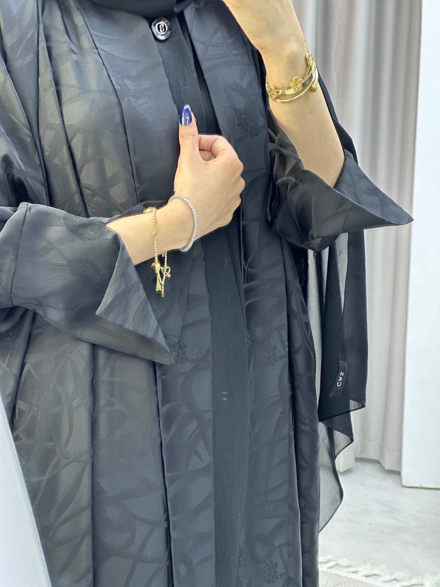 C RTW Black Swirl Bisht Abaya