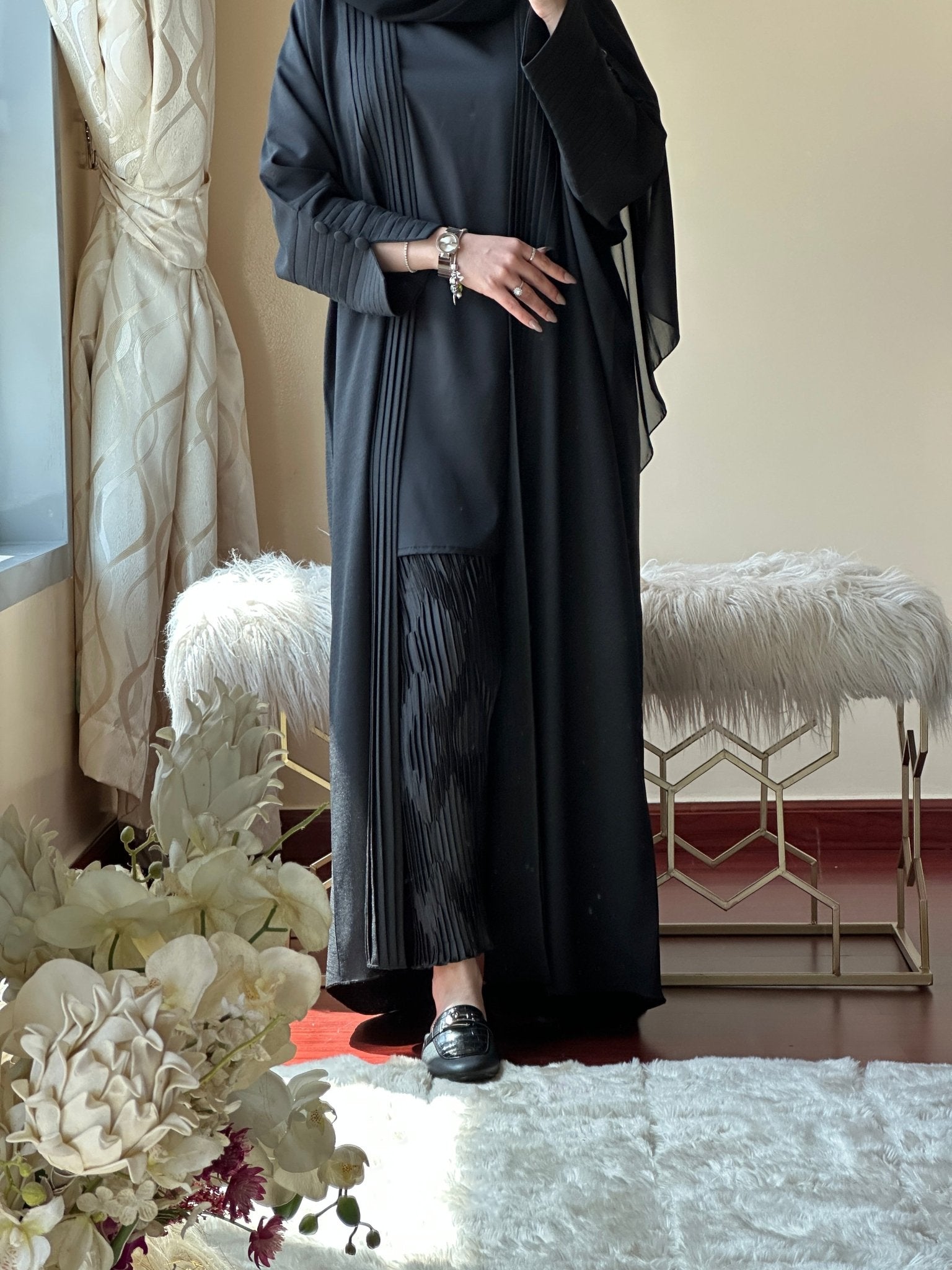 C - RTW - Black - Work - Abaya - Set - 122 - 01