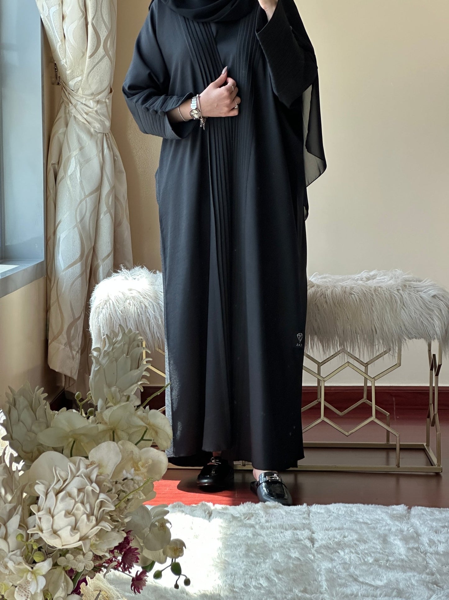 C - RTW - Black - Work - Abaya - Set - 122 - 01