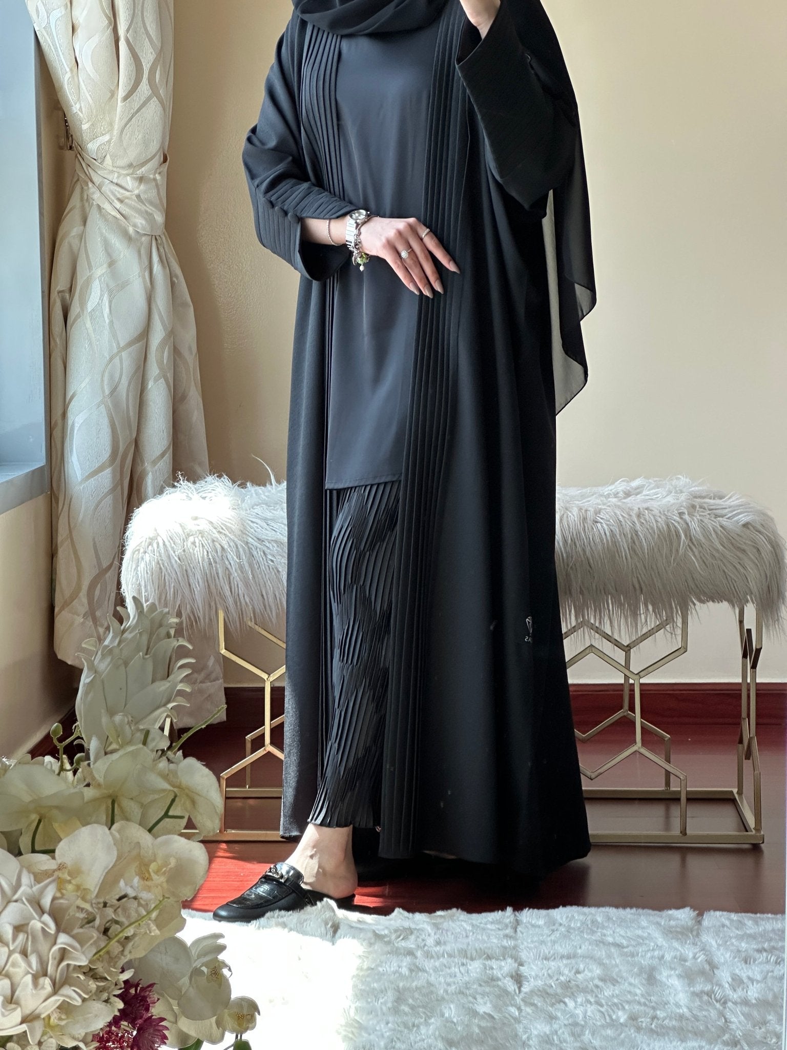 C - RTW - Black - Work - Abaya - Set - 122 - 01