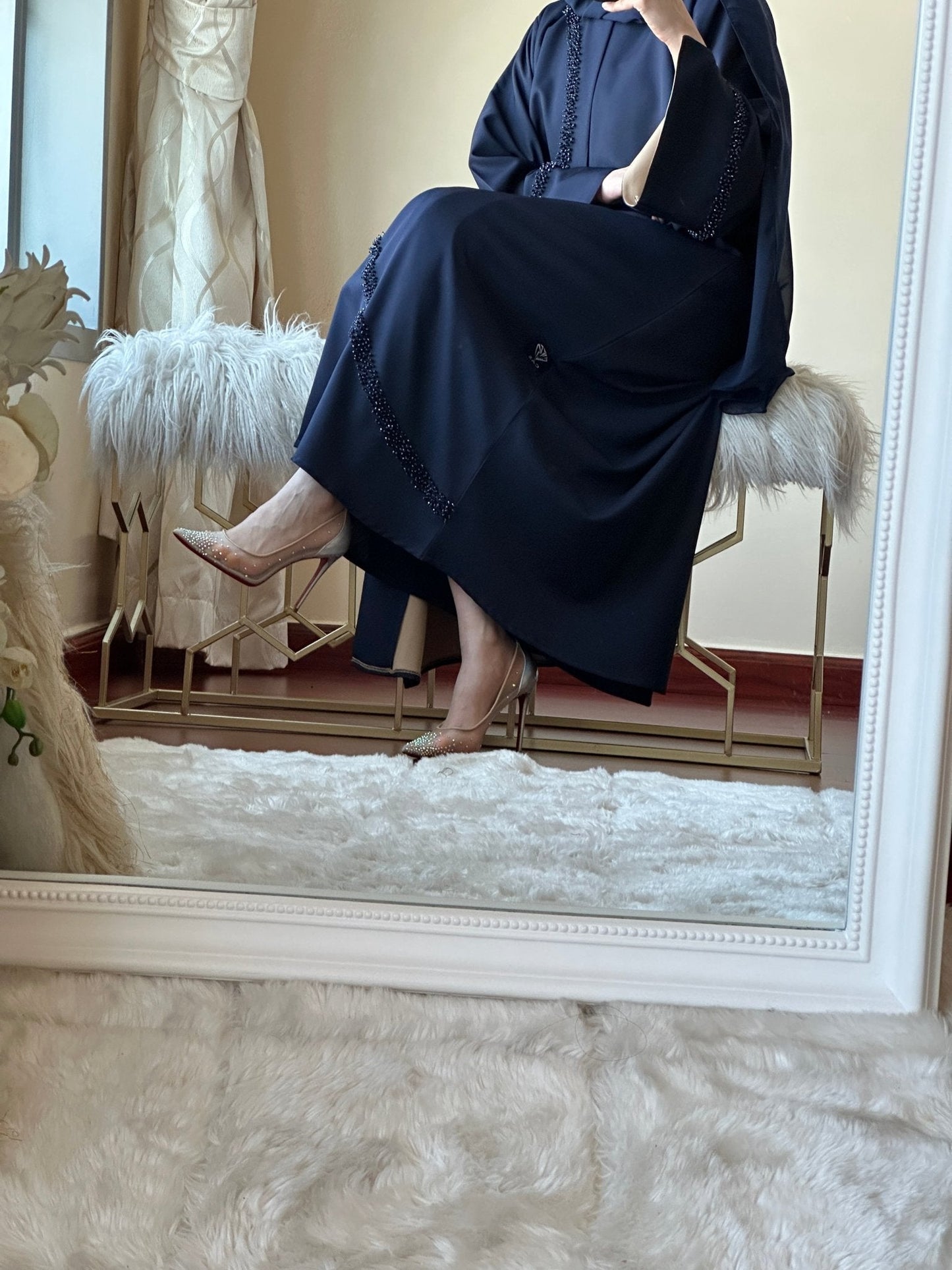 C RTW Blue Beige Eid Abaya set 33