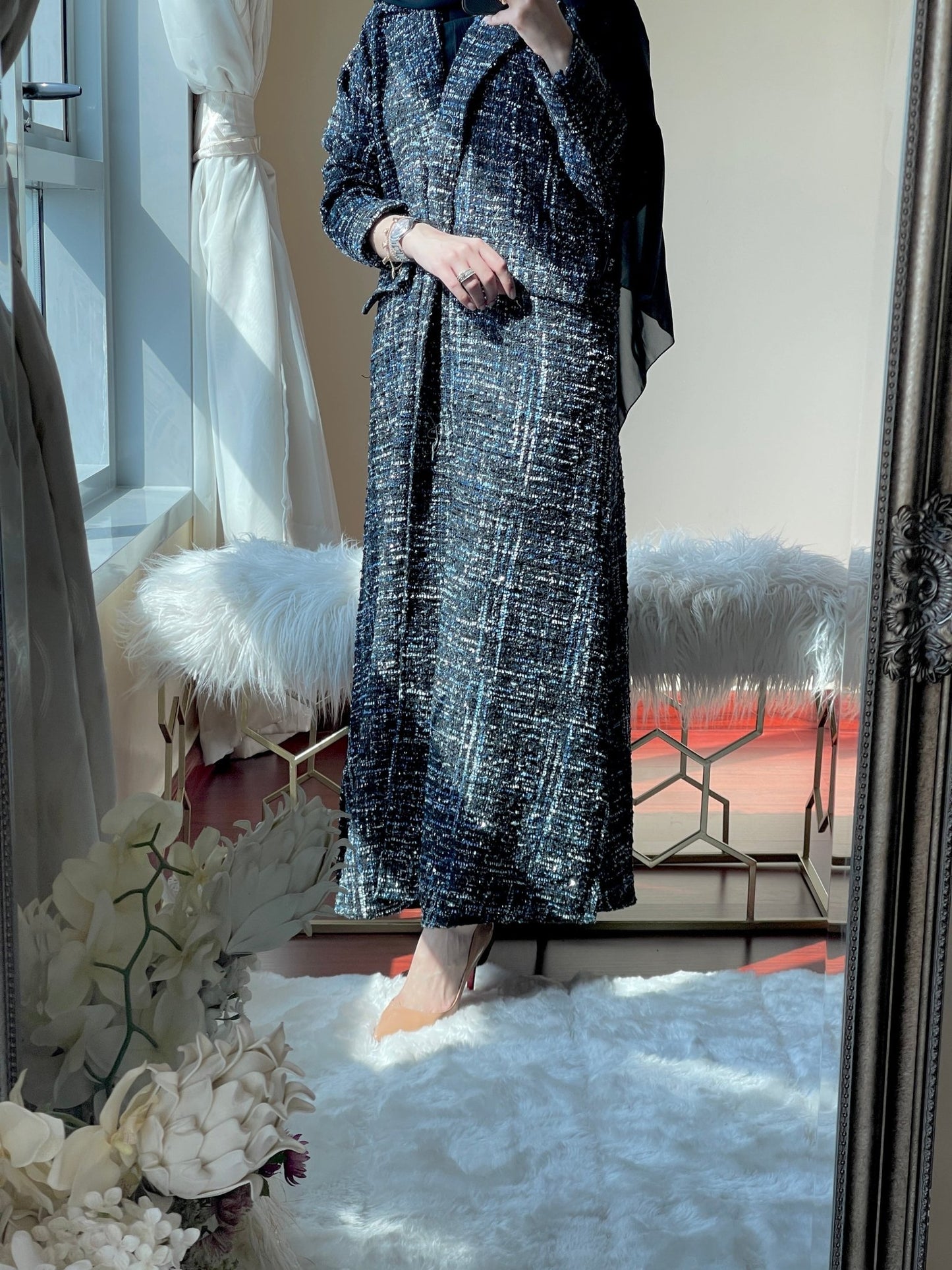 C - RTW - Blue - Black - Tweed - Abaya - 2023