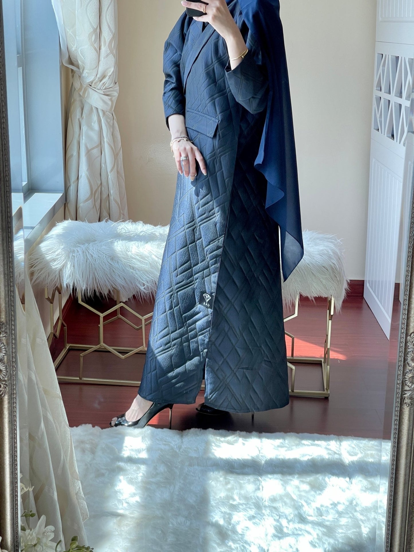 C RTW Blue Jacquard Ramadan Abaya Set - 29