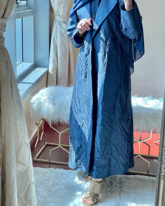 C - RTW - Blue - Taffeta - Abaya - Set