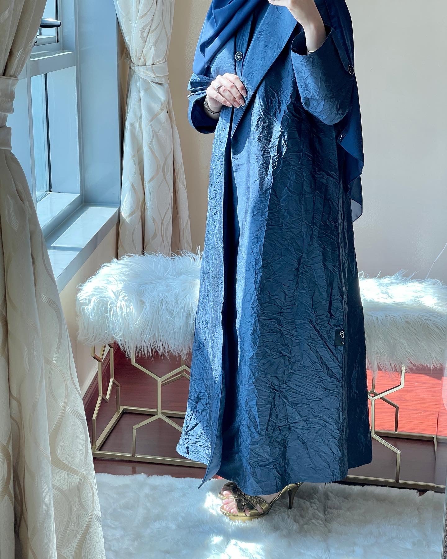 C - RTW - Blue - Taffeta - Abaya - Set