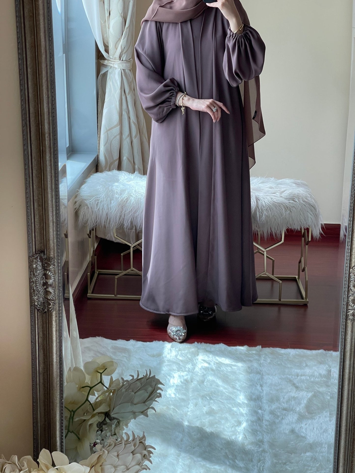 C RTW Brown Nada Abaya Set