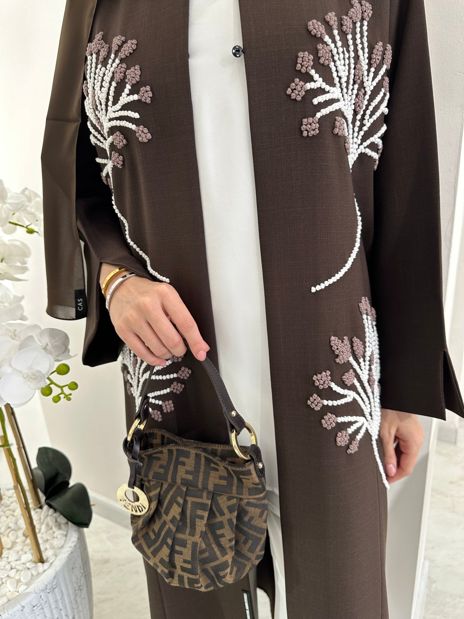 C RTW Brown Summer Linen Eid Abaya