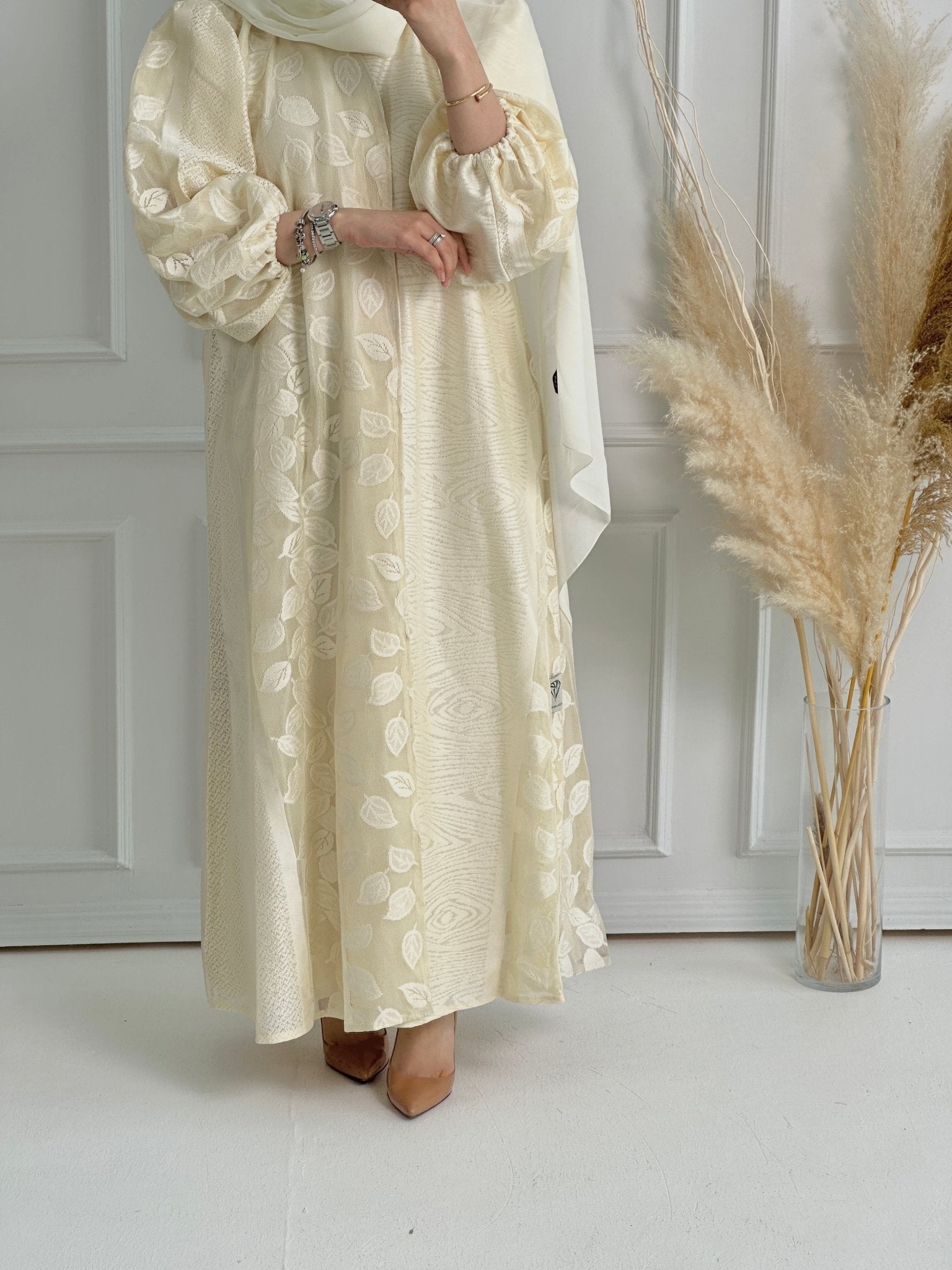 C RTW Cream Organza Evening Abaya 54