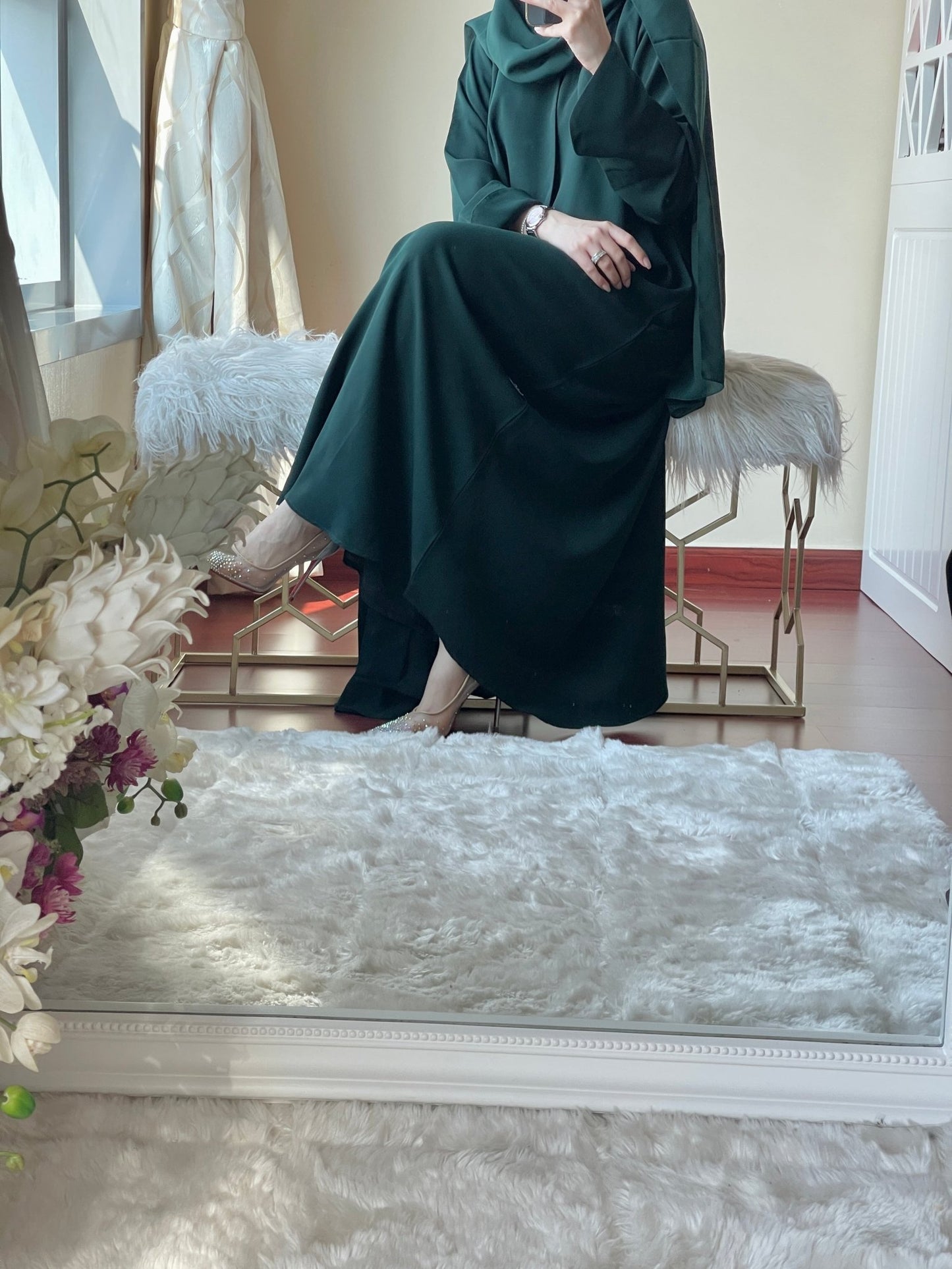 C RTW Green Abaya Set