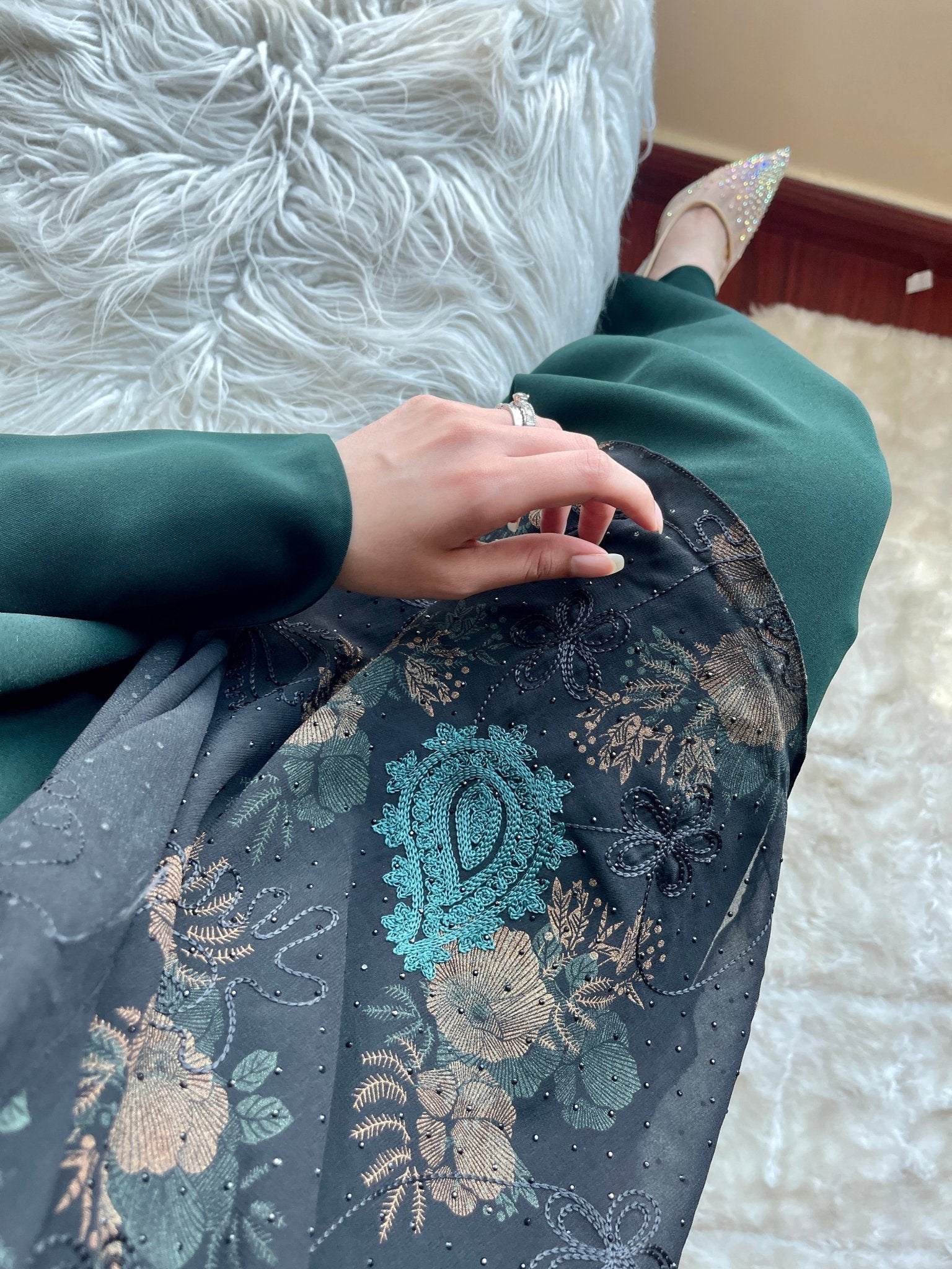 C RTW Green Abaya Set