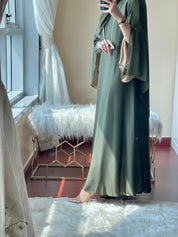 C - RTW - Green - Beige - Duotone - Abaya - Set