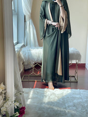 C - RTW - Green - Beige - Duotone - Abaya - Set