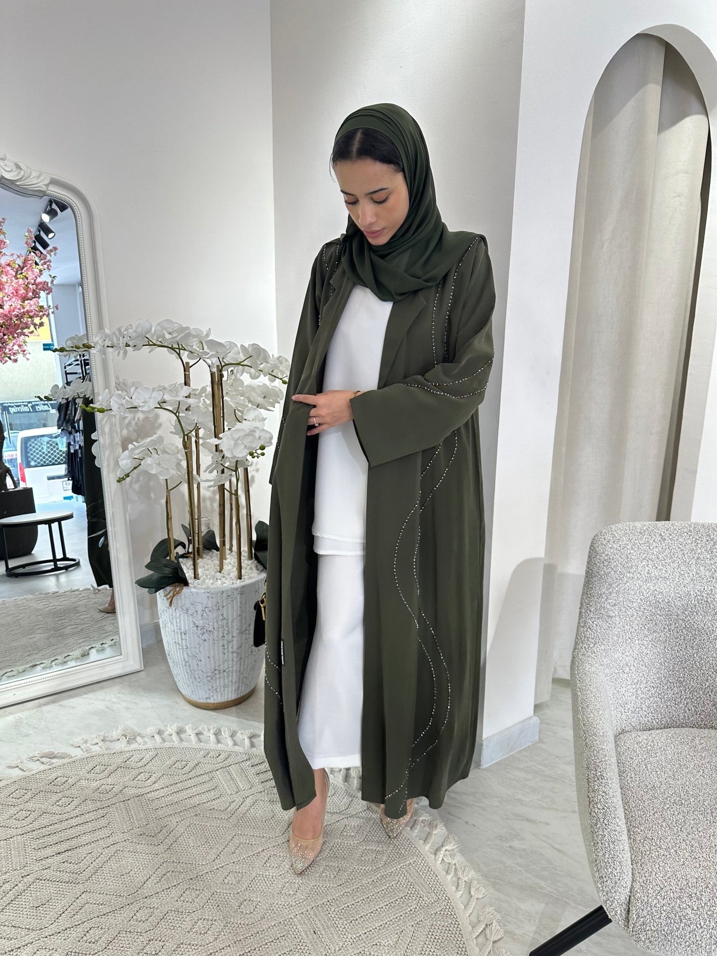 C RTW Green Shamwa Eid Abaya