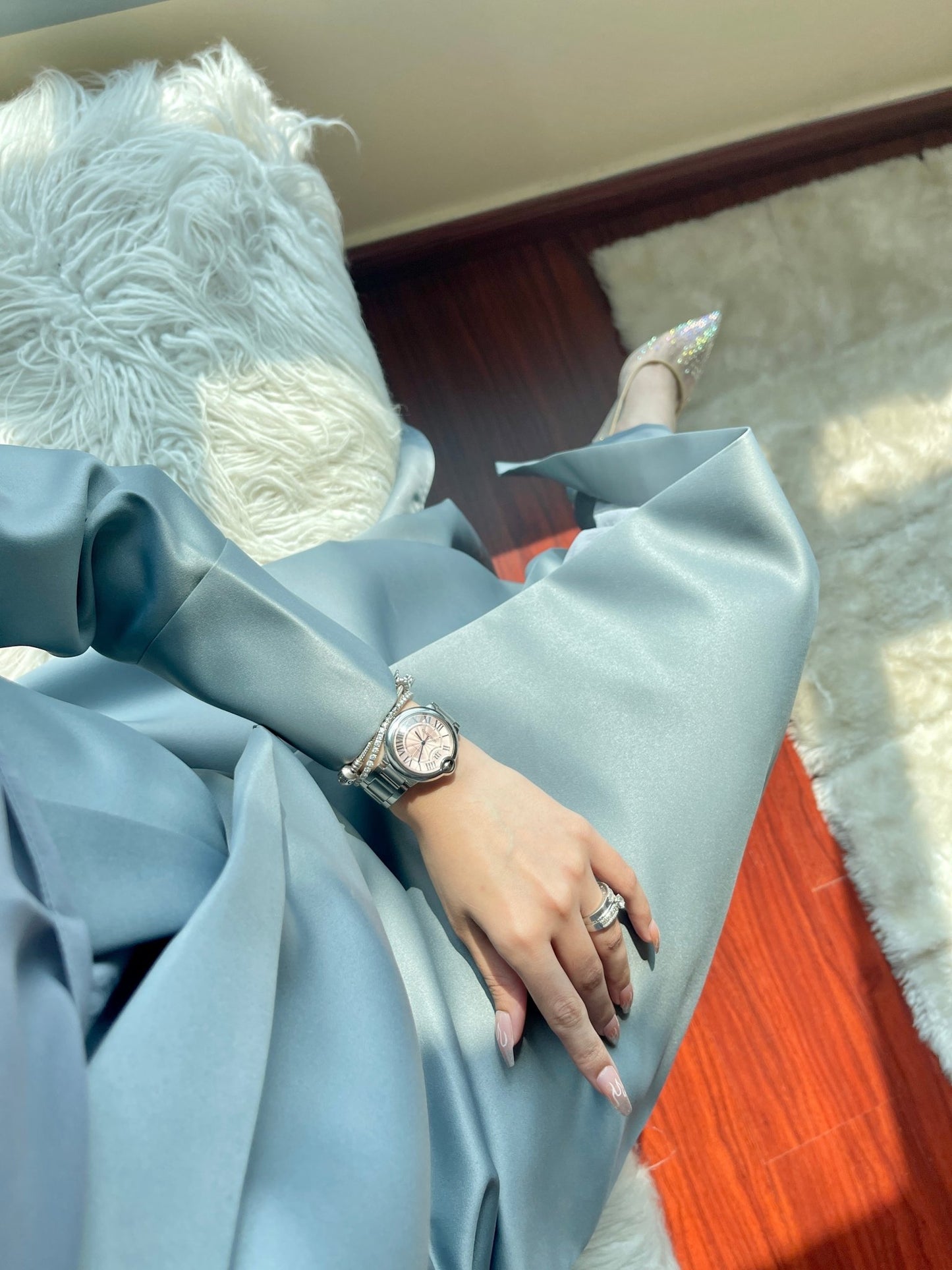 C - RTW - Grey - Satin - Coat - Abaya - Set