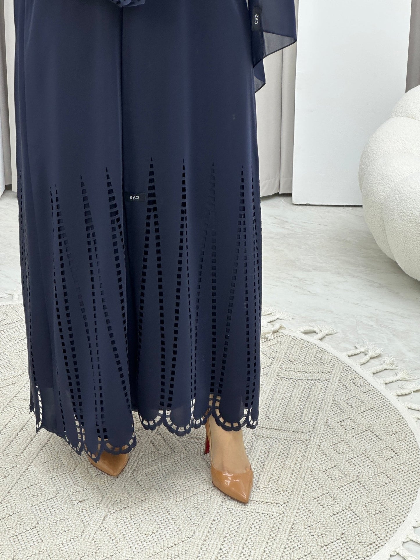 C RTW Laser Cut Navy Blue Abaya Set