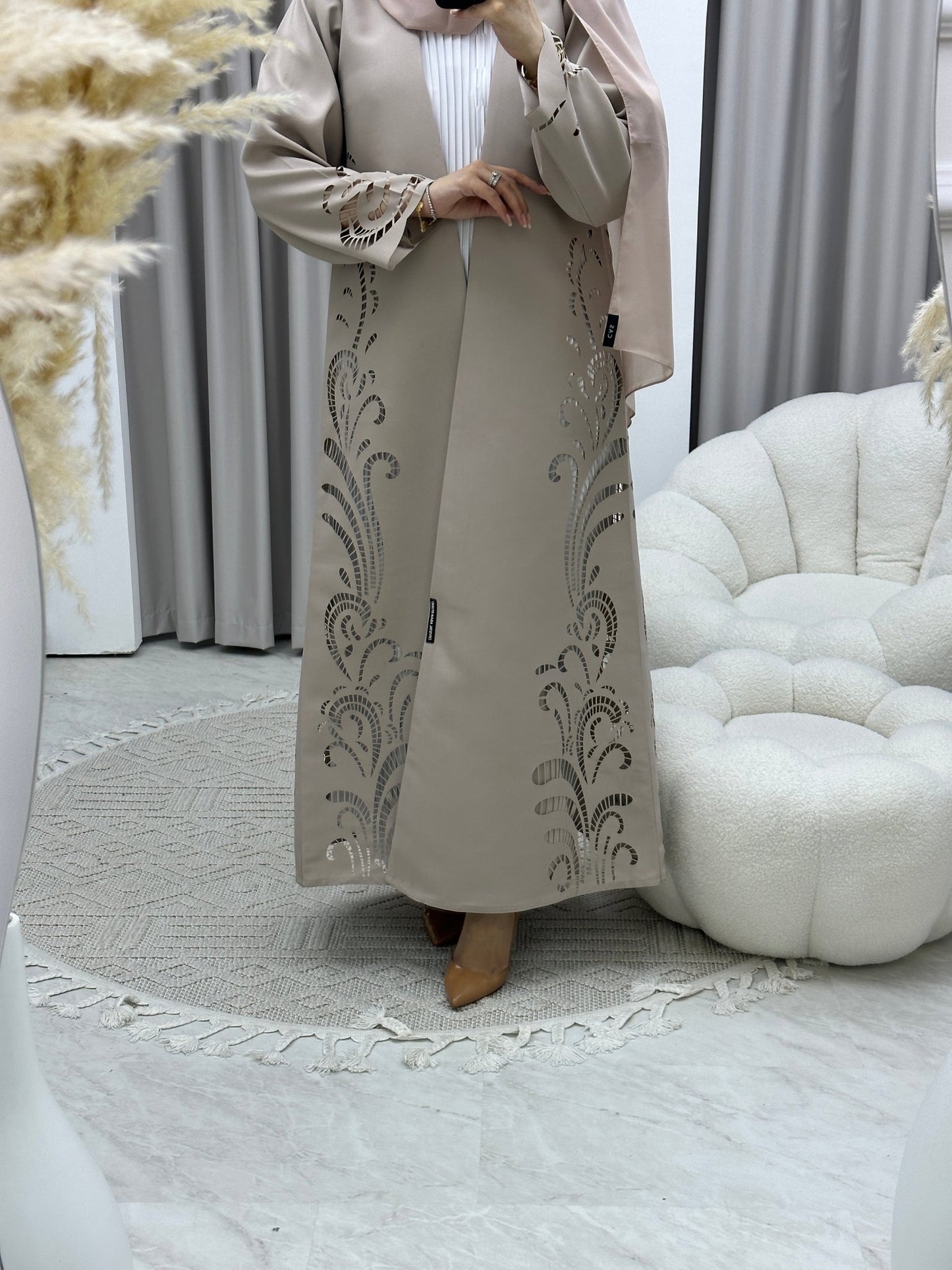 C RTW Lasercut Satin Ramadan Abaya