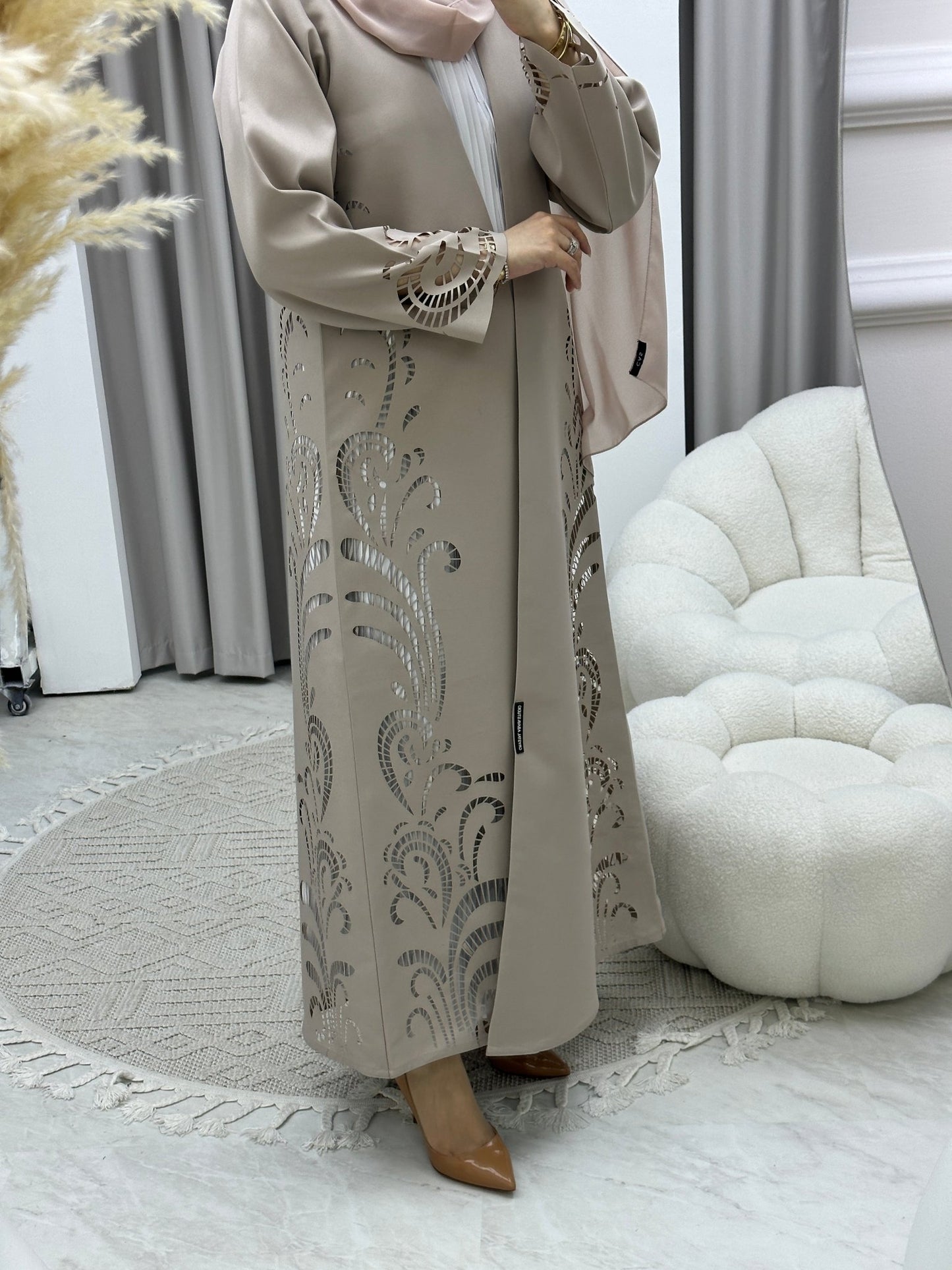 C RTW Lasercut Satin Ramadan Abaya