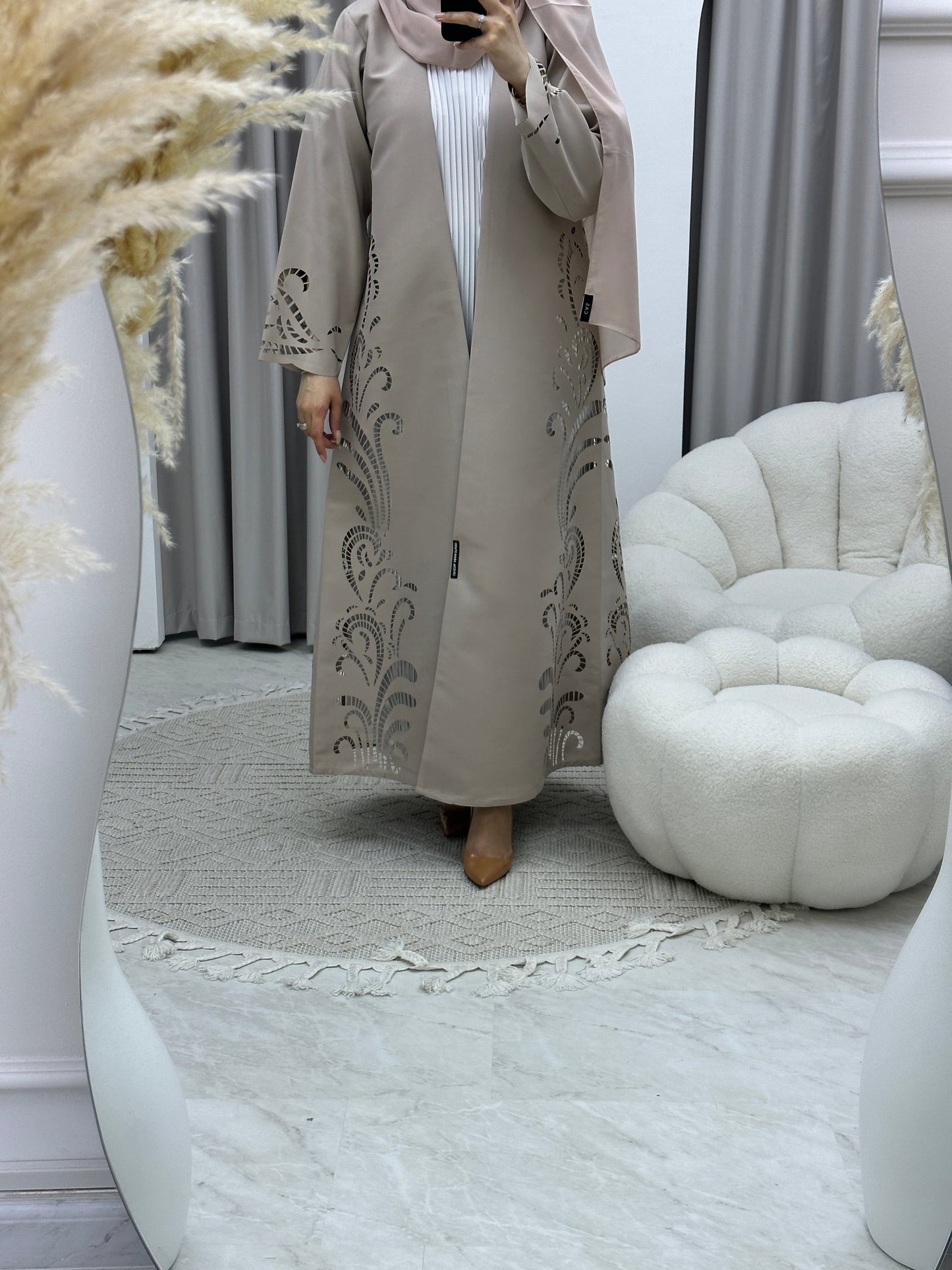 C RTW Lasercut Satin Ramadan Abaya