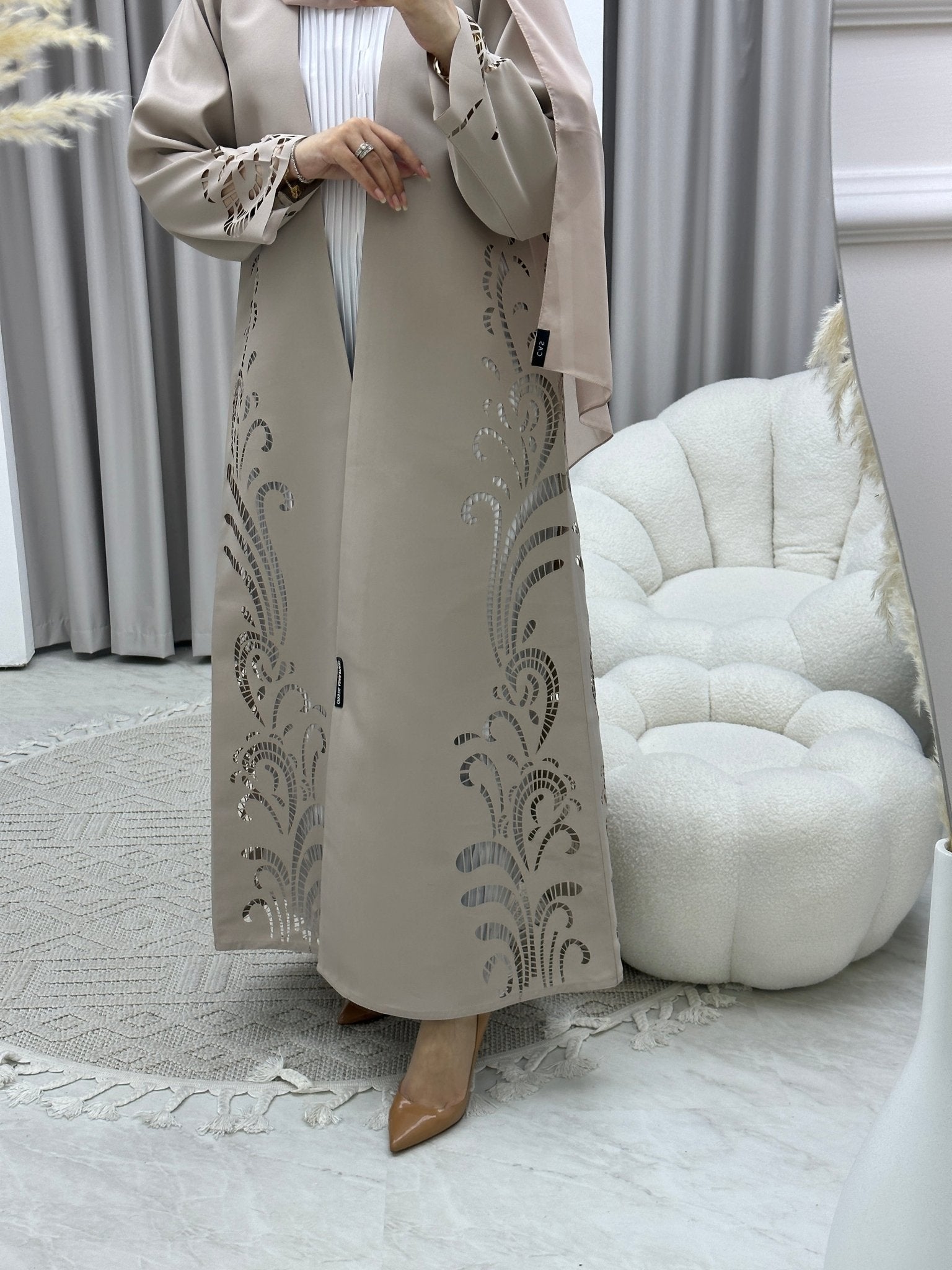 C RTW Lasercut Satin Ramadan Abaya