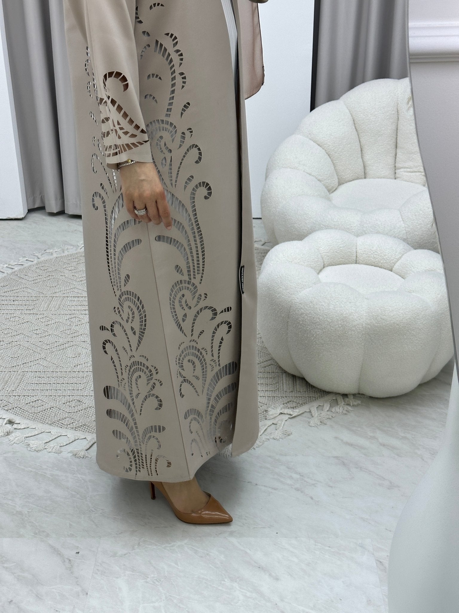 C RTW Lasercut Satin Ramadan Abaya