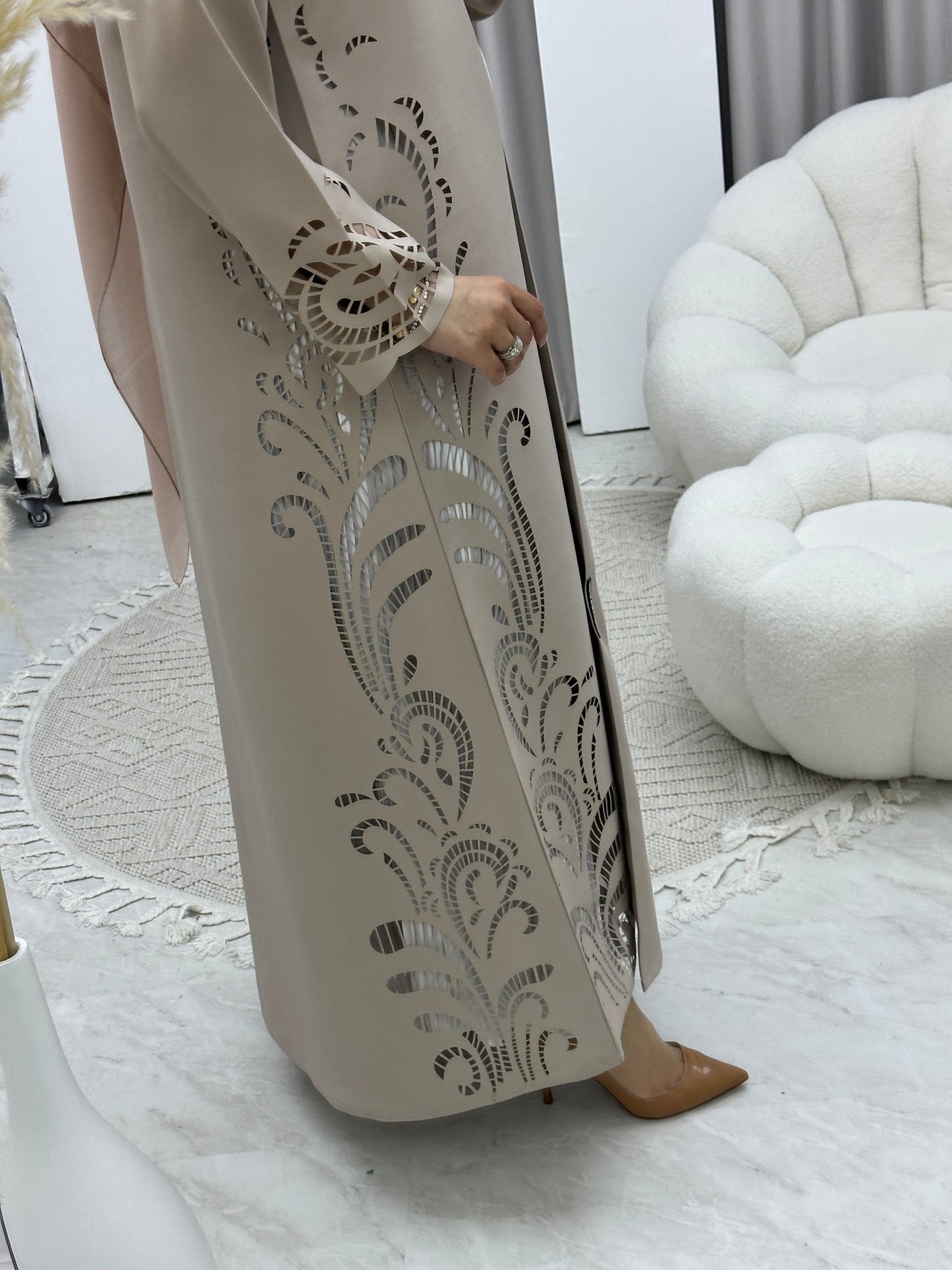 C RTW Lasercut Satin Ramadan Abaya