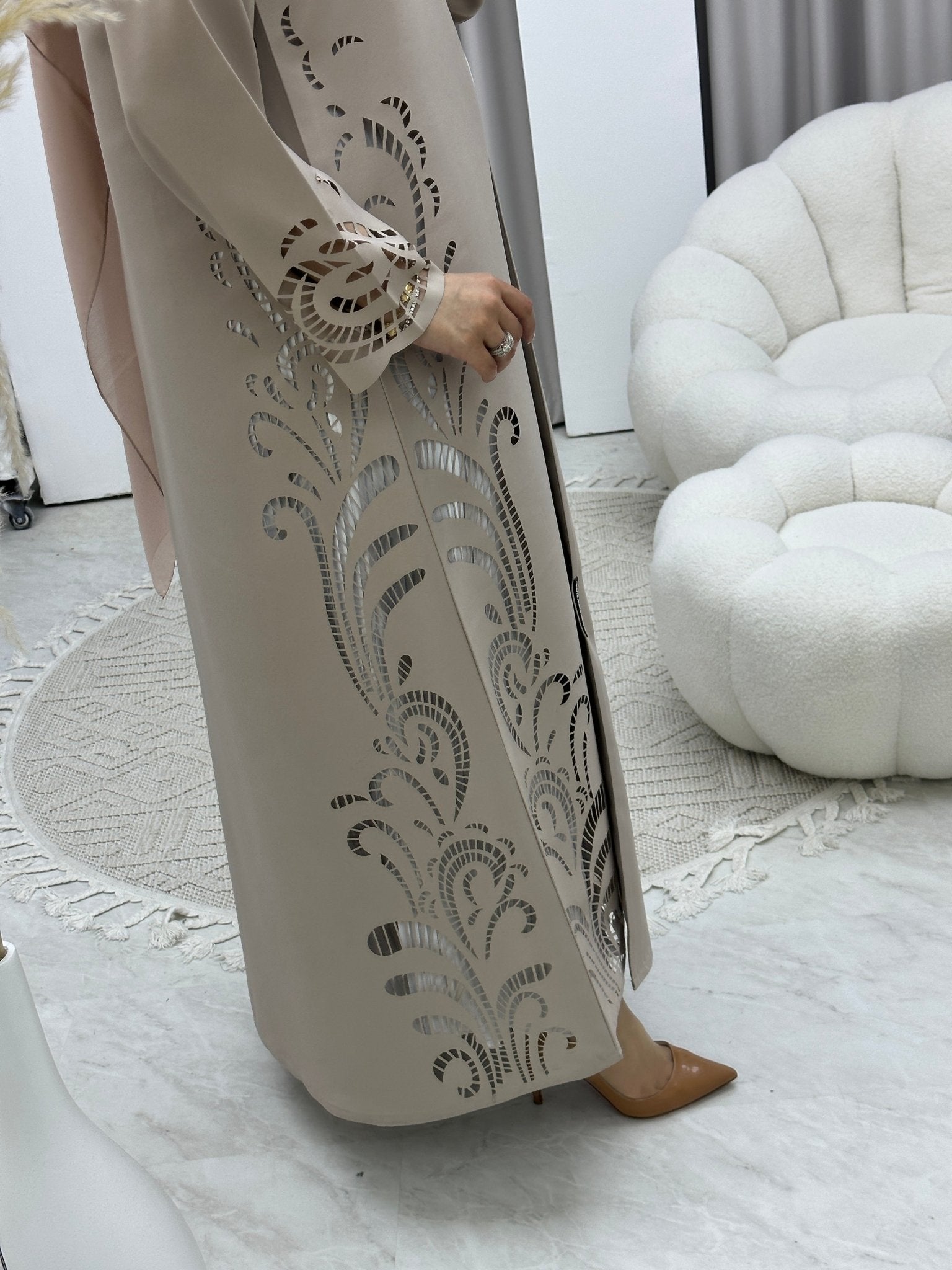 C RTW Lasercut Satin Ramadan Abaya