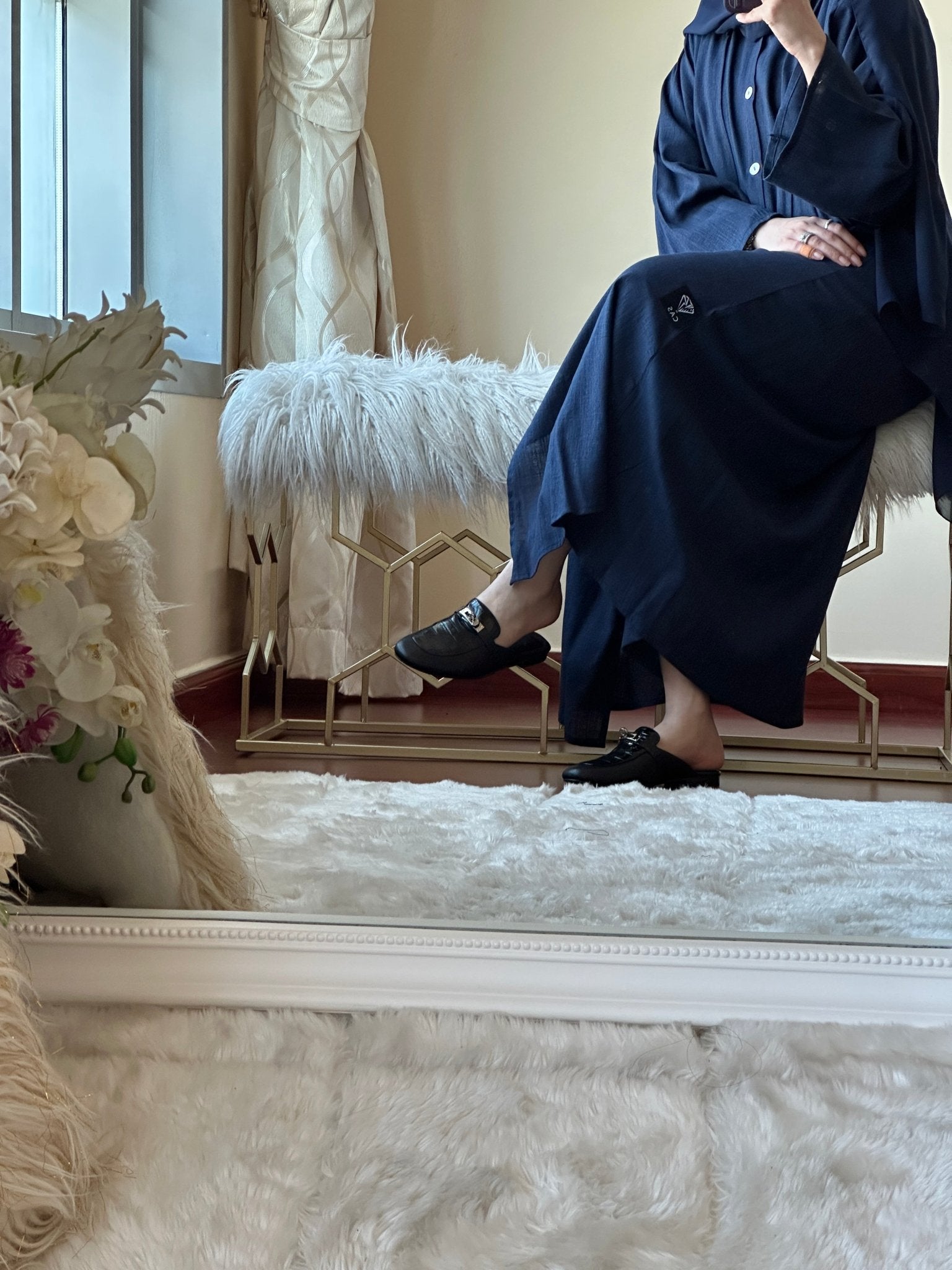 C - RTW - Navy - Blue - Summer - Linen - Travel - Abaya - Set