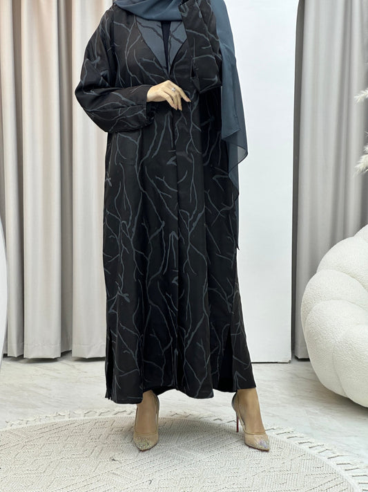 C RTW Paint Stroke Winter Grey Coat Abaya