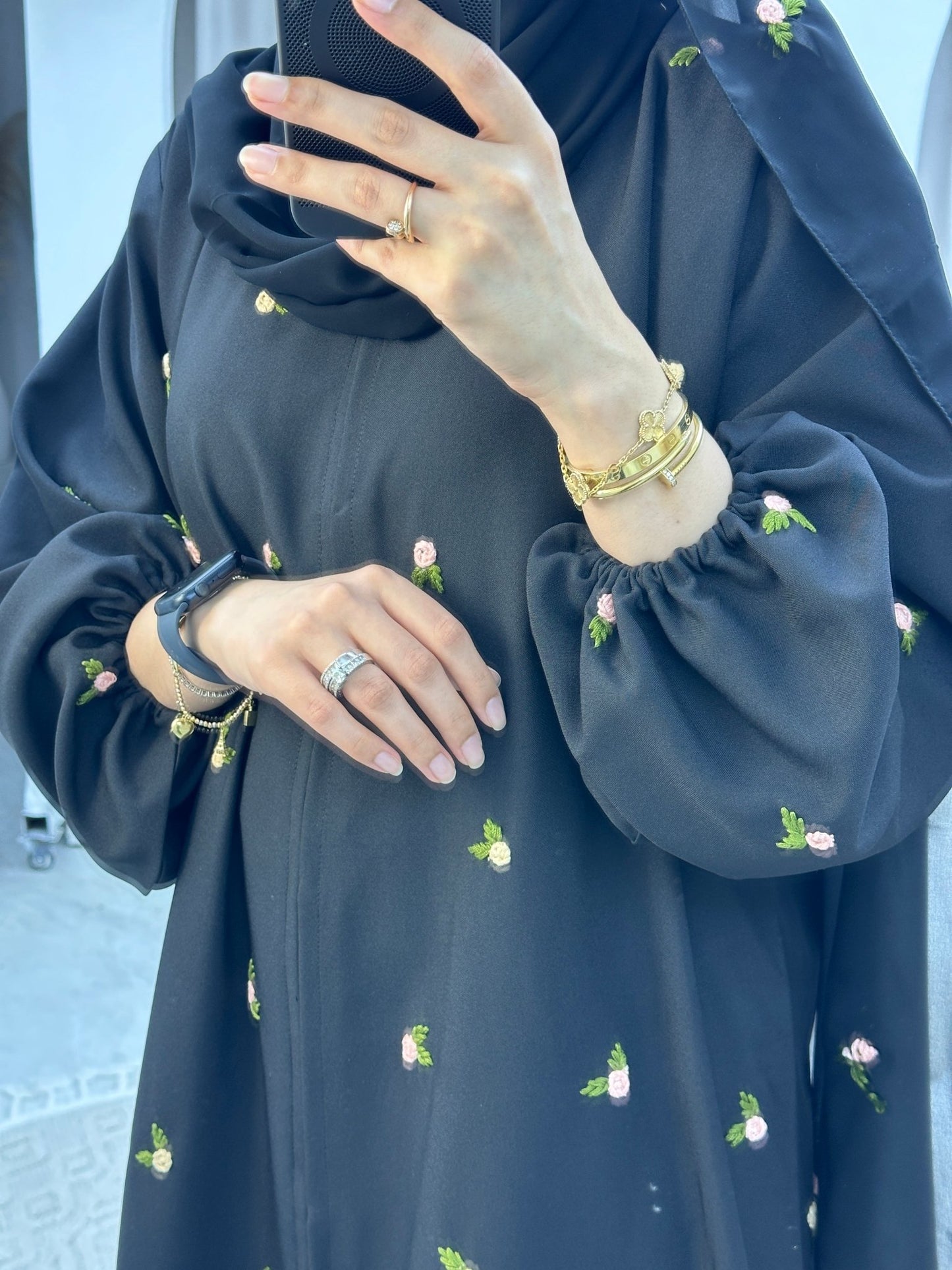 C RTW Peach Pink Rose Abaya