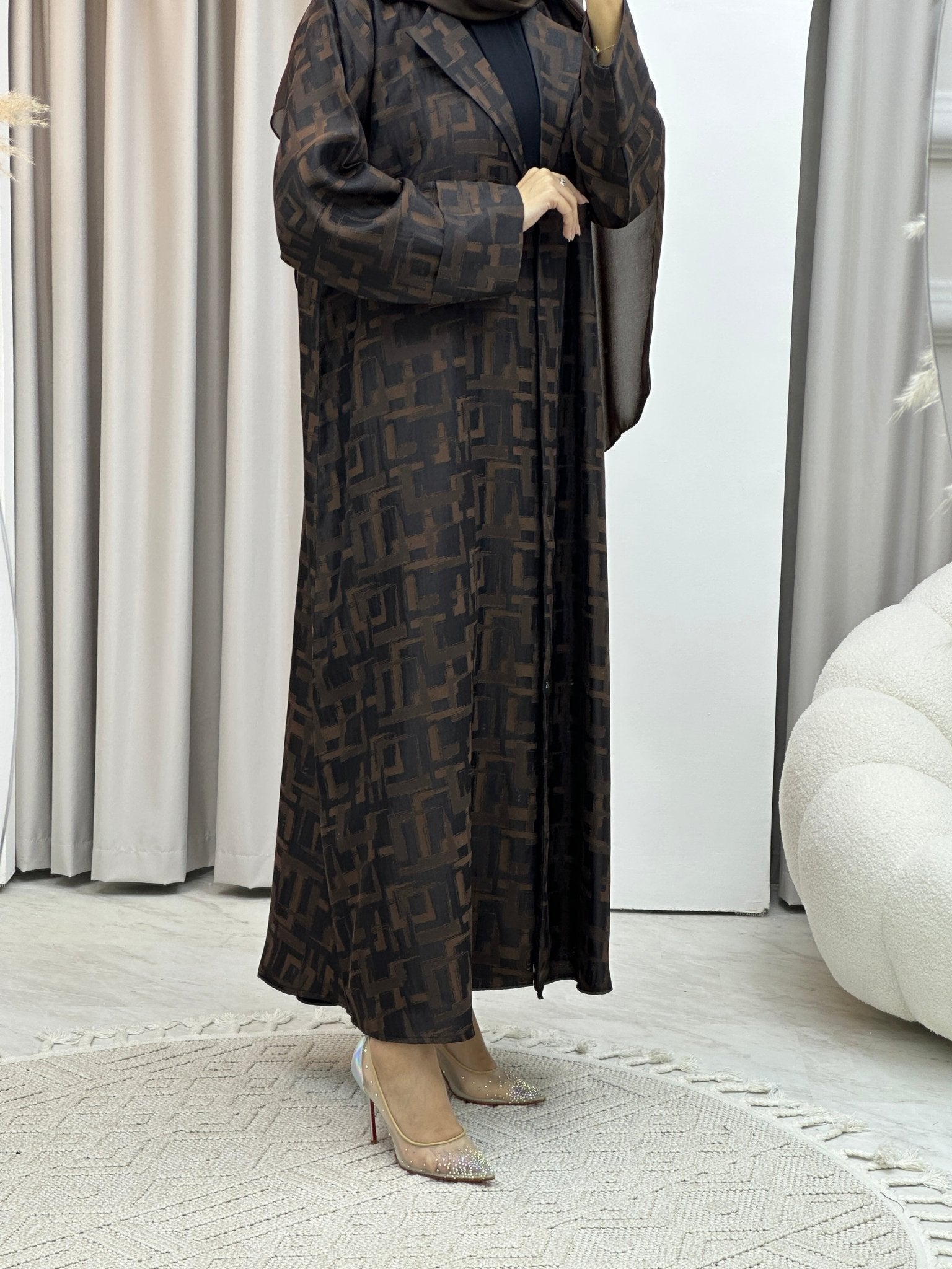 C RTW Square Winter Brown Coat Abaya