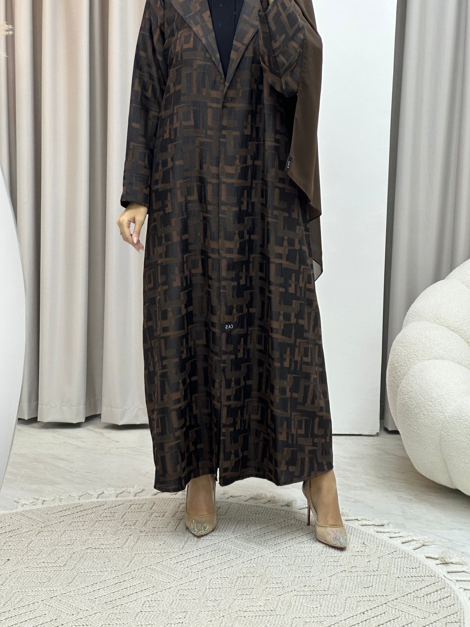 C RTW Square Winter Brown Coat Abaya