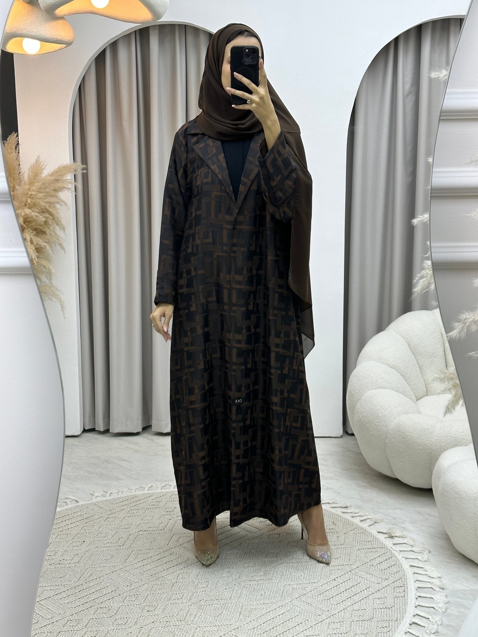 C RTW Square Winter Brown Coat Abaya
