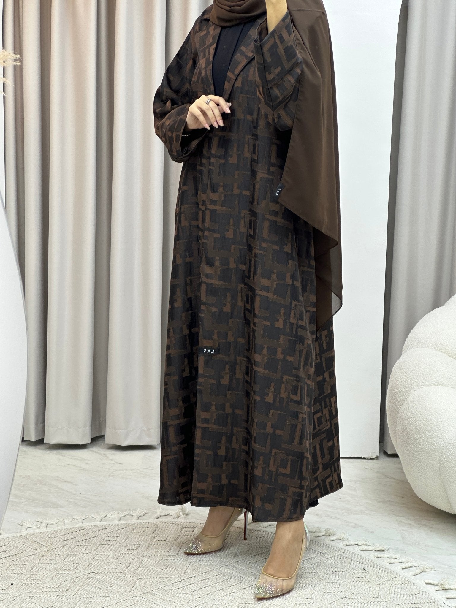 C RTW Square Winter Brown Coat Abaya