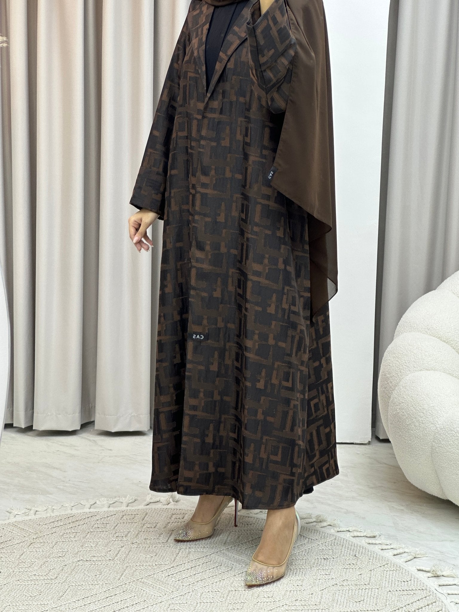C RTW Square Winter Brown Coat Abaya
