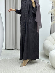 C RTW Stripe Print Purple Abaya