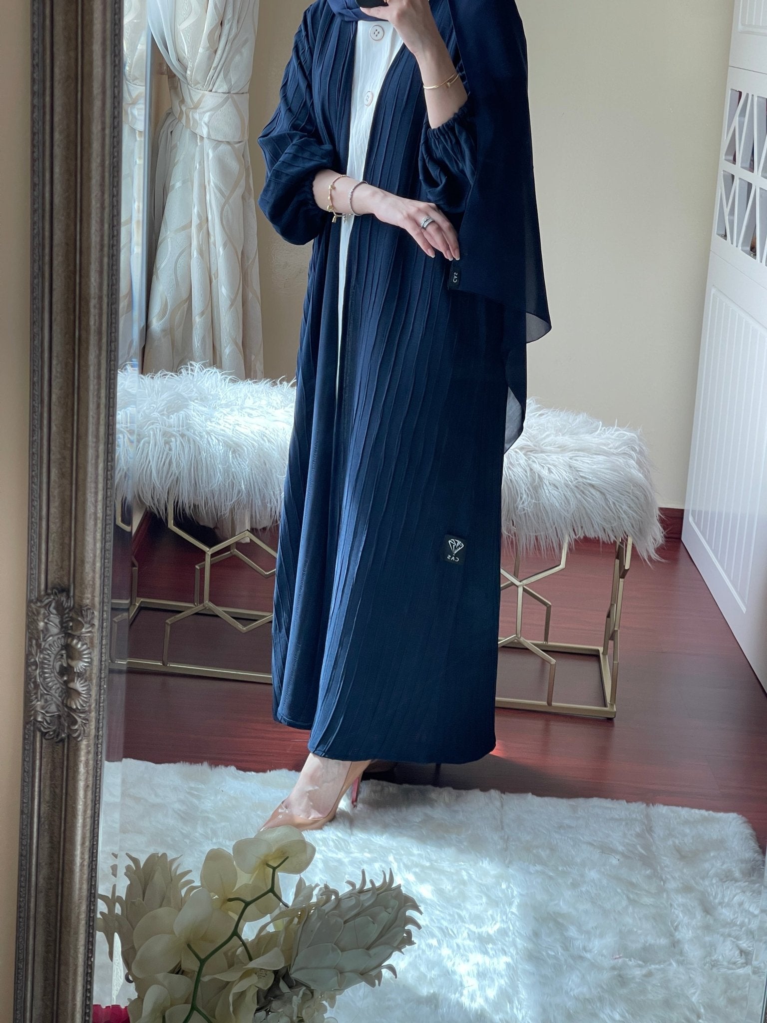 C RTW Striped Blue Abaya Set