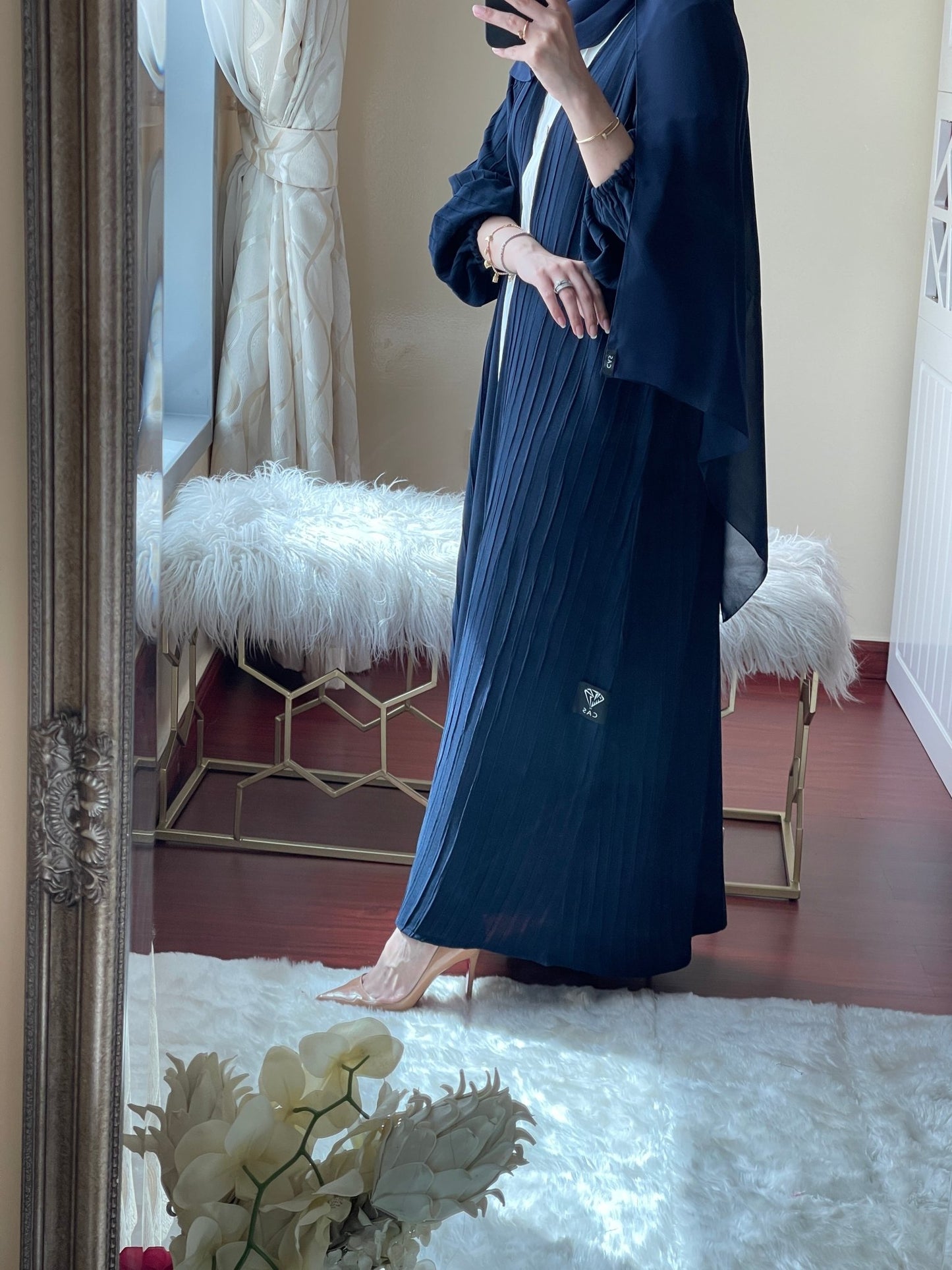 C RTW Striped Blue Abaya Set