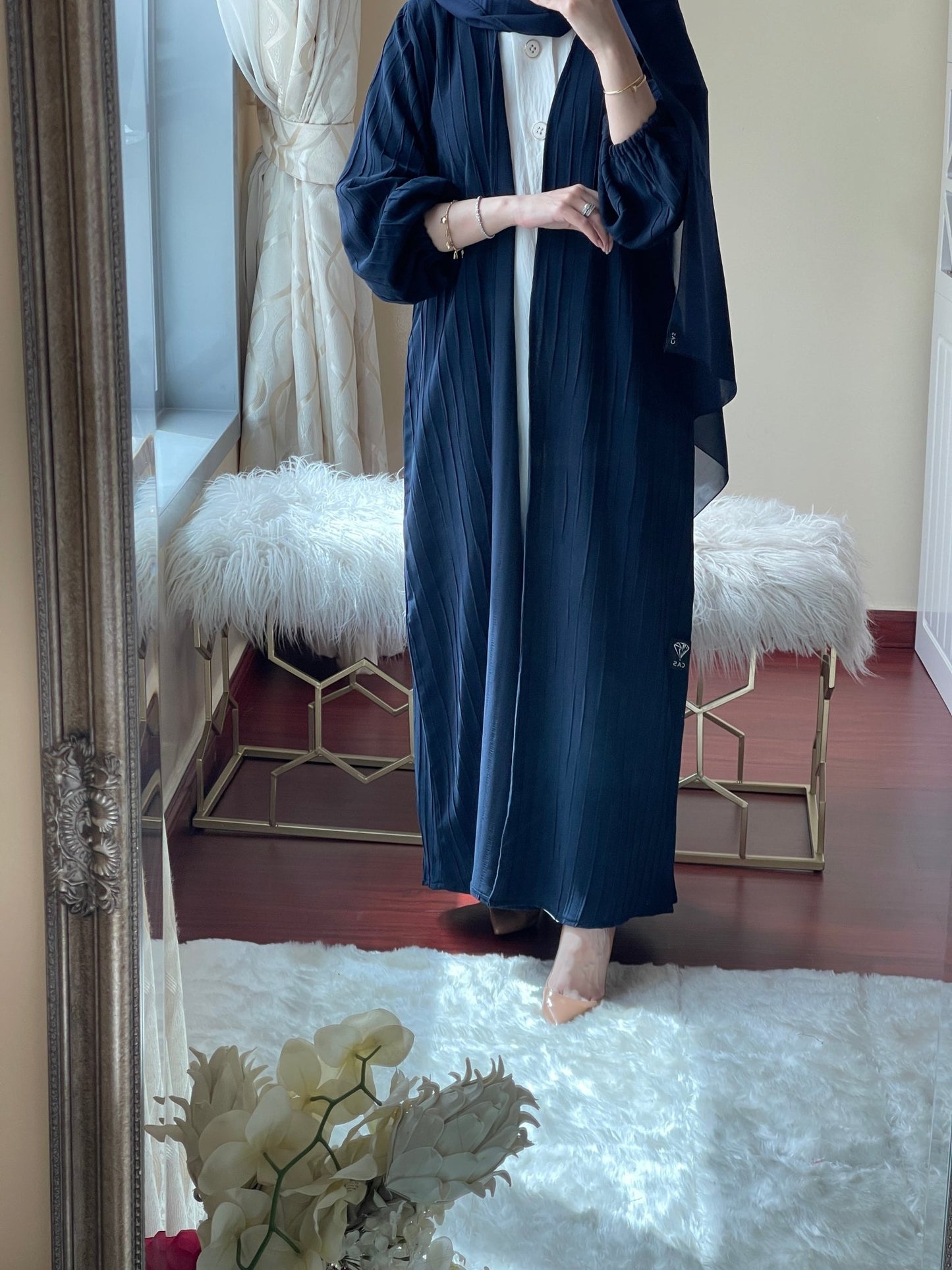 C RTW Striped Blue Abaya Set