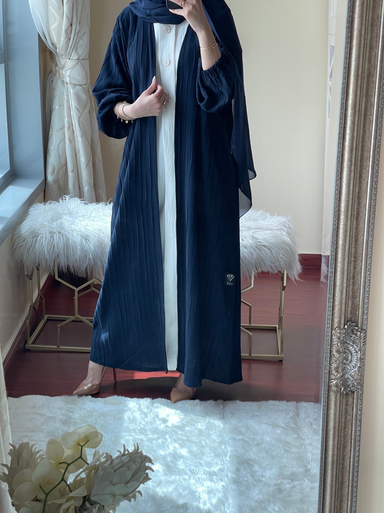 C RTW Striped Blue Abaya Set