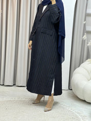 C RTW Striped Blue Coat Abaya Set