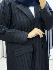 C RTW Striped Blue Coat Abaya Set