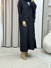 C RTW Striped Blue Coat Abaya Set