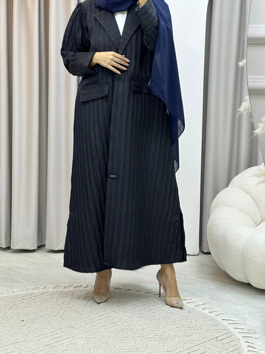 C RTW Striped Blue Coat Abaya Set