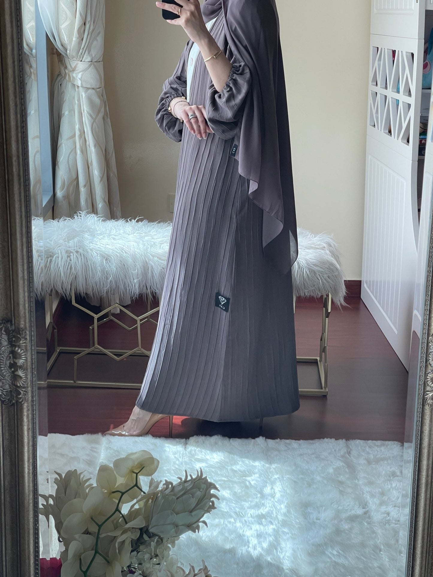 C - RTW - Striped - Brown - Abaya - Set