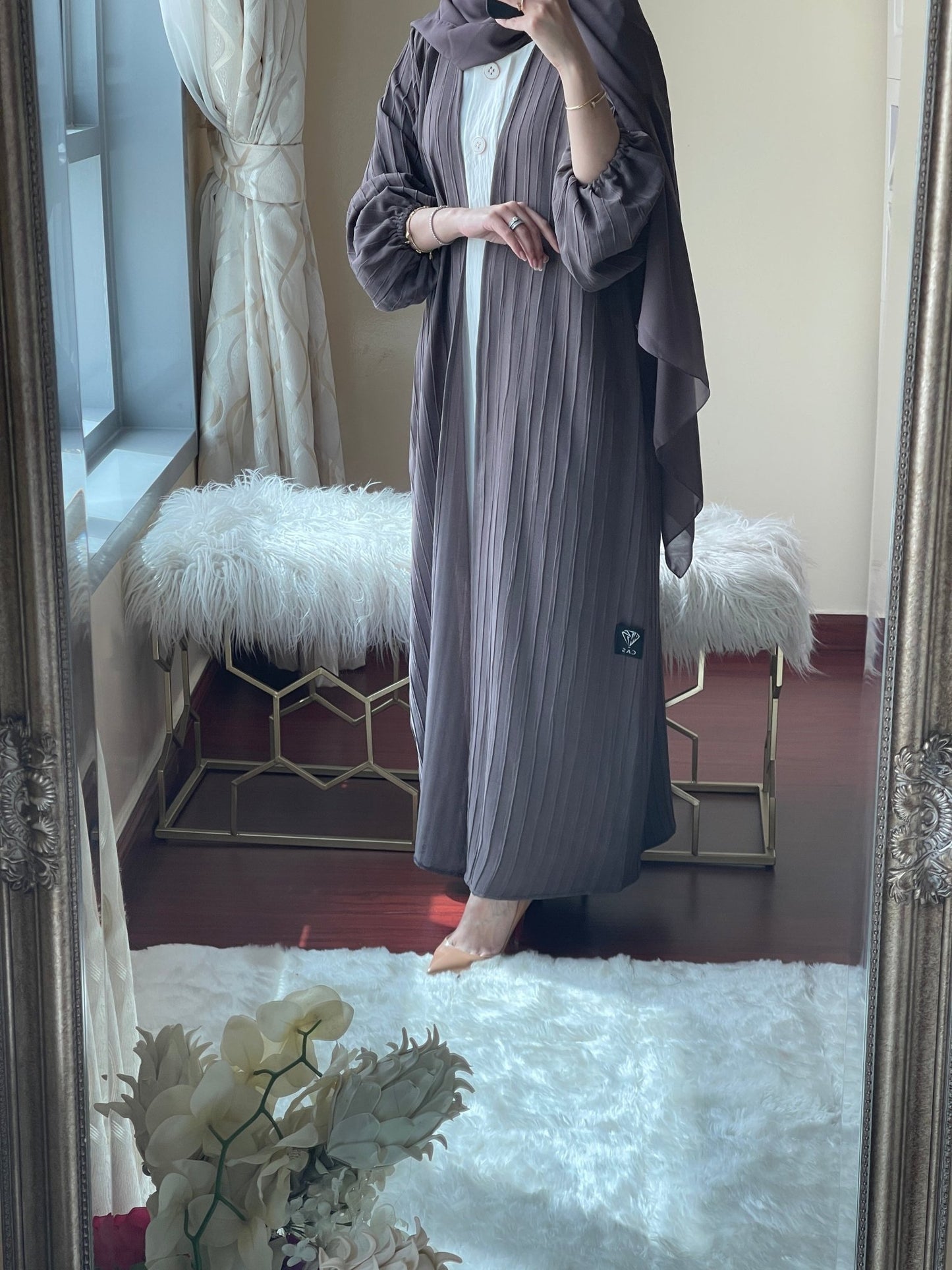 C - RTW - Striped - Brown - Abaya - Set