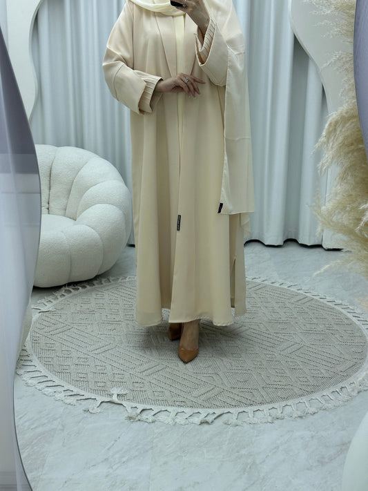 C RTW Striped Sleeves Cream Abaya