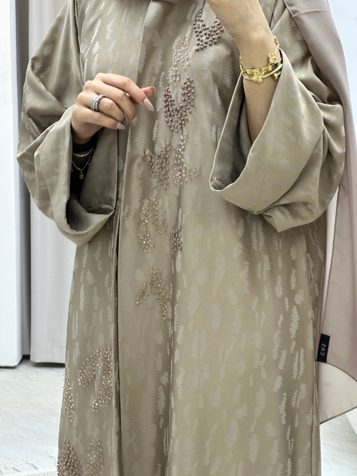 C RTW Turkish Cupro Evening Beige Abaya