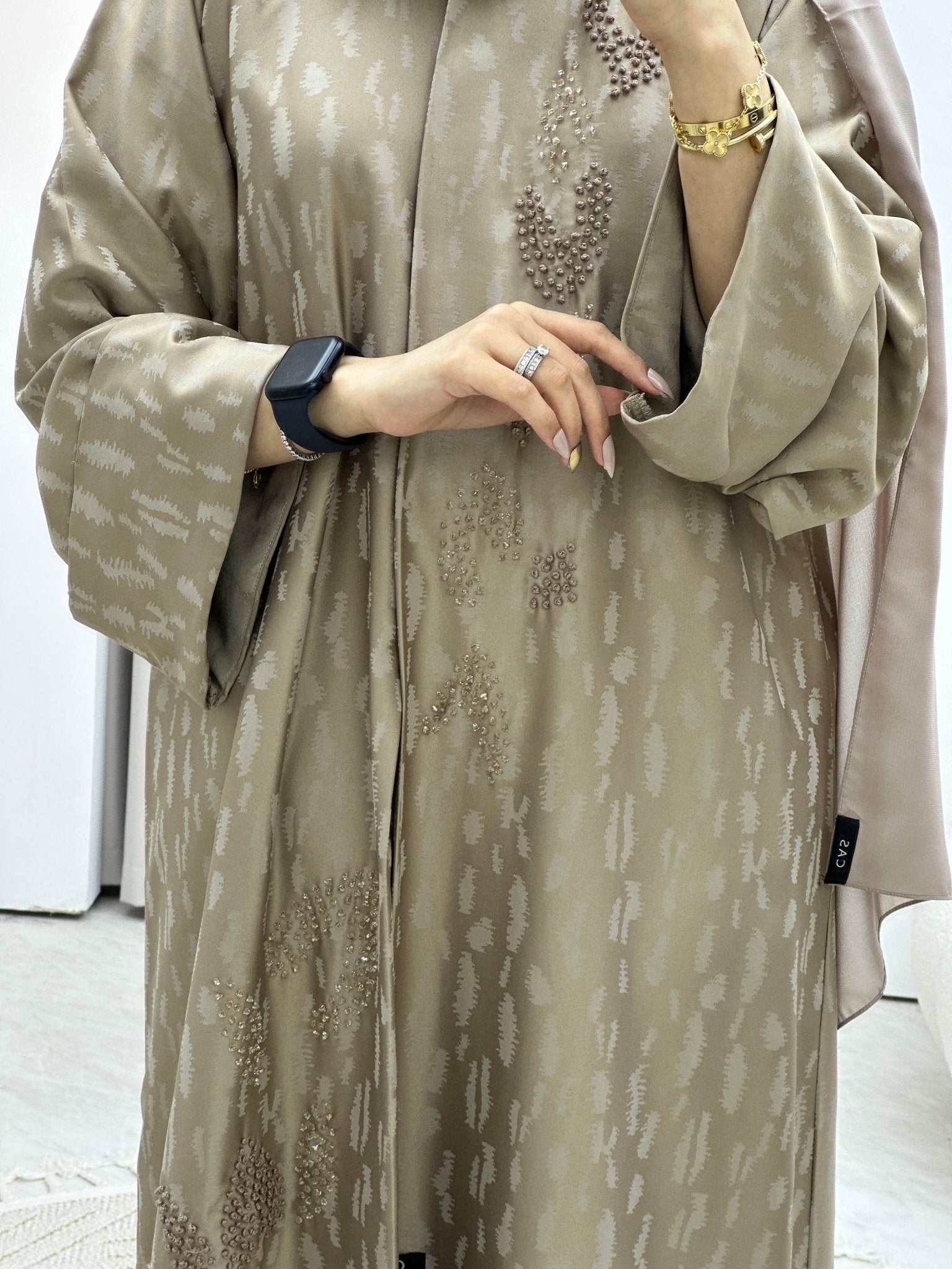 C RTW Turkish Cupro Evening Beige Abaya