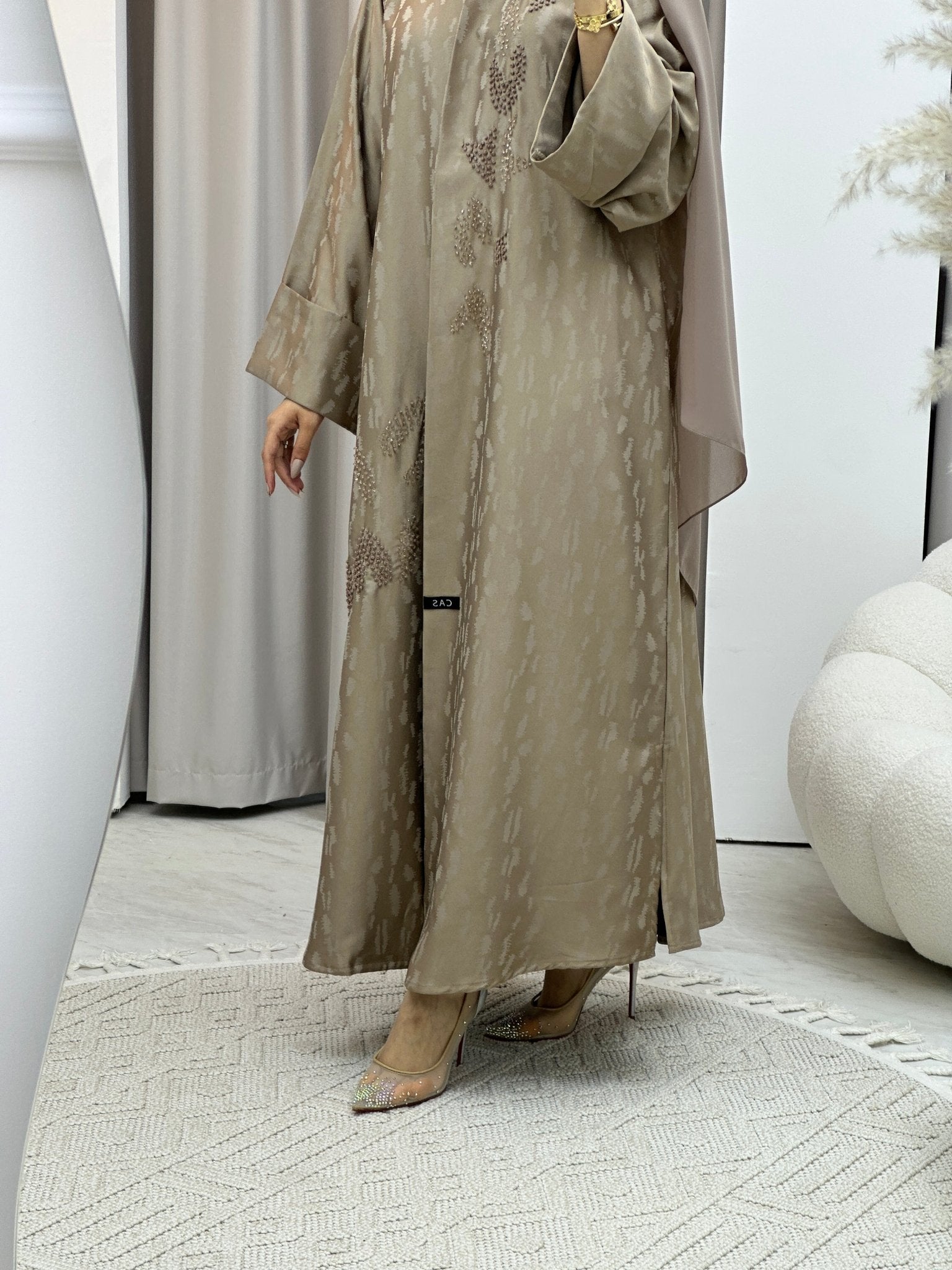 C RTW Turkish Cupro Evening Beige Abaya